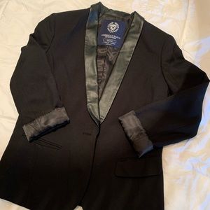Great black blazer with faux leather lapel